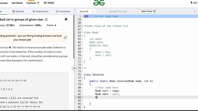 [GFG] Reverse a Linked List in groups of given size смотреть онлайн