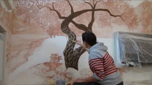 Мастер класс Барельеф дерева/ роспись стен * Необычный декор стен своими руками*