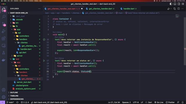 Dart - back-end: Clean Arch, TDD, SOLID, Postgres ... (TDD: GetClientesHandlers e DTO) смотреть онлайн