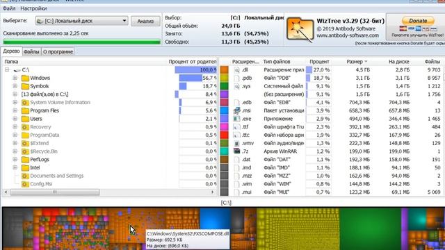 Куда делось место на диске. Обзор программы WizTree смотреть онлайн