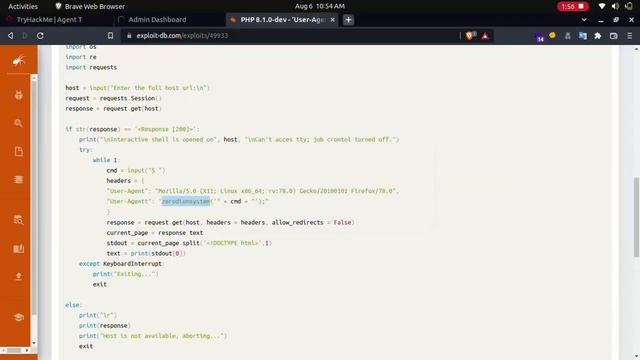 PHP 8.1.0-dev User-Agentt RCE with Burp suite смотреть онлайн