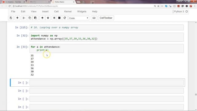 Python 3 Programming Tutorial 9 | Loops | How to iterate over python numpy array using for loop смотреть онлайн