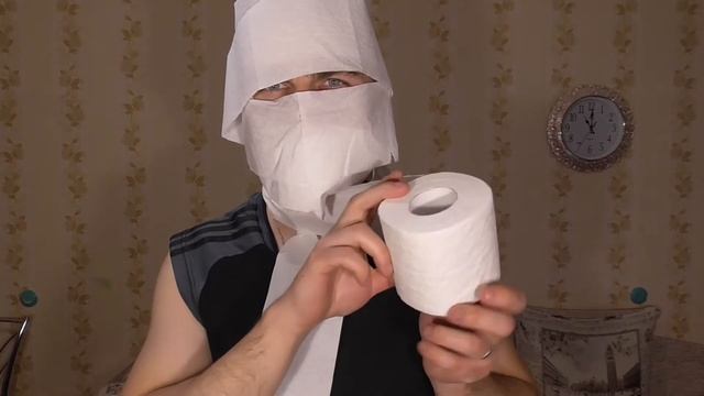 Как сделать МАСКУ МУМИИ из туалетной бумаги? смотреть онлайн