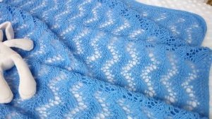 Плед вязаный ажурный ля малыша из хлопка Василёк мини