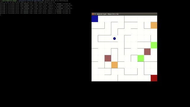 OpenAI Gym Maze 10x10 Q Learning смотреть онлайн