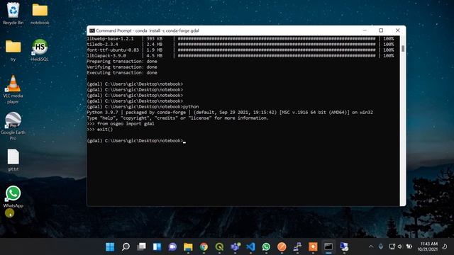 GDAL Installation on conda environment || python || jupyter notebook || GeoDev смотреть онлайн
