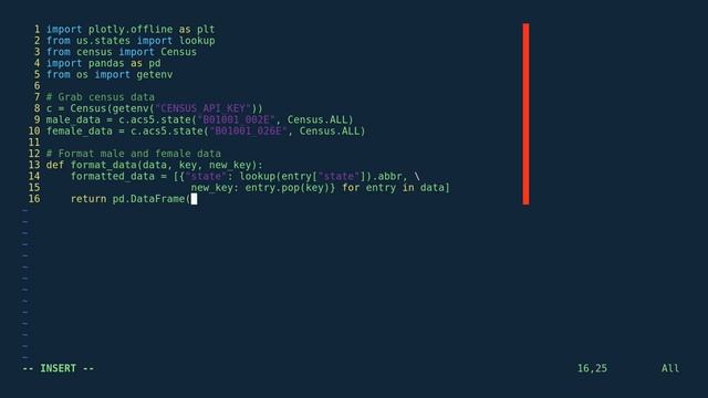 Python US Census API Tutorial (Part III) - Plot State Male-to-Female Population Ratios смотреть онлайн