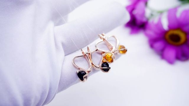 Серьги серебряные янтарь 925 серебро Ag позолота маленькие стильные сережки 157  Хорошие Вещи