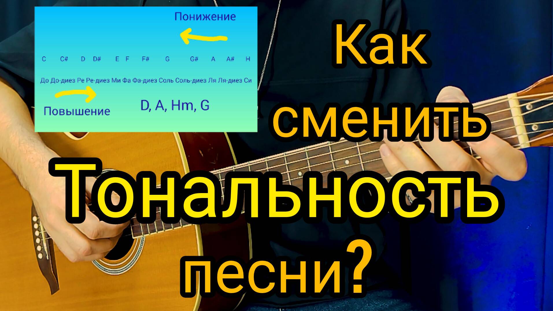 Как сменить тональность песни на гитаре? Транспонирование аккордов. смотреть онлайн