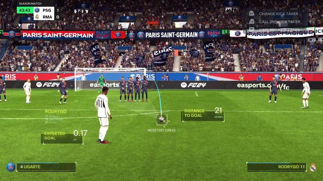 Goal from Free-kick by Rodrygo - EA SPORTS FC 24 - PSG 1:1 Real Madrid смотреть онлайн