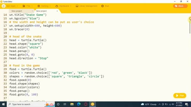How to make a snake game in Turtle Editor(For begginers) смотреть онлайн