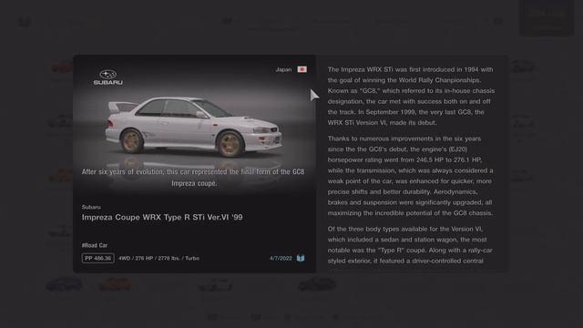 GT7: All About the 1999 Subaru Impreza Coupe WRX Type R STi Ver.VI смотреть онлайн