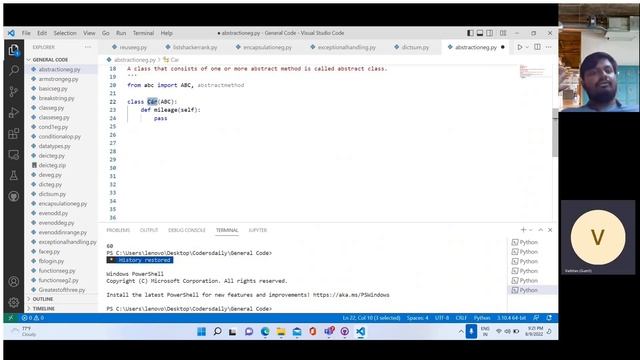 Python Abstraction | Python Tutorials in Hindi | 2022 | With Notes | codersdaily.in смотреть онлайн