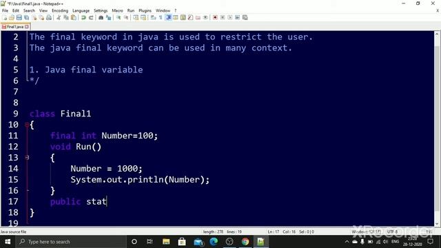 final keyword (final variable) in Java смотреть онлайн