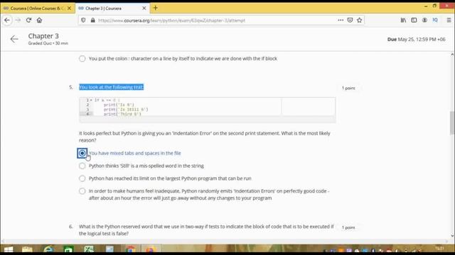 Coursera answers|python for everybody|100% grade|Chapter-3 Quiz(Week-5) answers смотреть онлайн