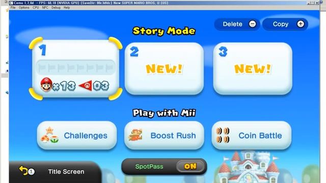 Wii U Emulator Cemu New Super Mario Bros U APPCRASH Error Patch In Game Play смотреть онлайн