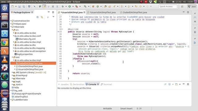 Lab Hibernate en Eclipse log4j y sesiones parte 4 смотреть онлайн