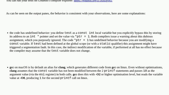 Same C code, different output on Mac & Linux смотреть онлайн