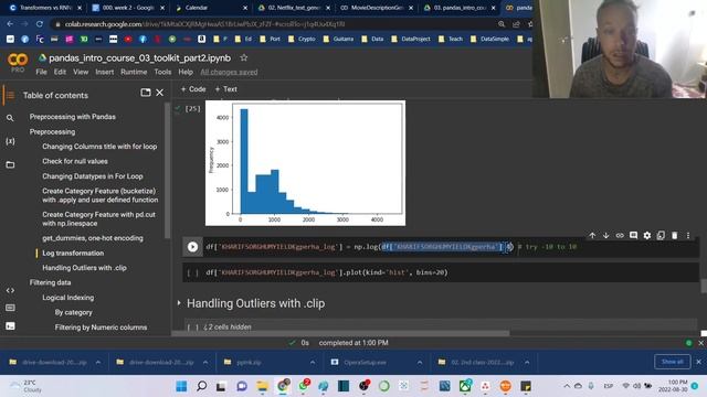 how to do a log transformation with pandas numpy to treat an exponential distribution смотреть онлайн