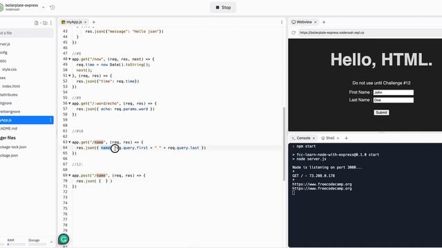 12 Get Data from POST Requests - FreeCodeCamp Solution - Basic Node & Express - FCC смотреть онлайн