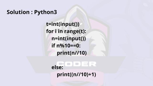 Too many items Problem Code: POLYBAGS | Code Chef Solution | Python3 смотреть онлайн