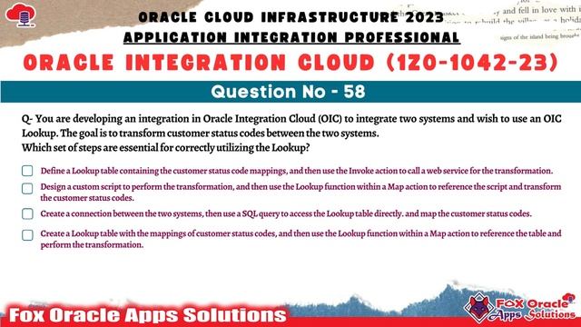 OIC Dump : 56 to 60 | Oracle Integration certification questions | 1Z0-1042 dumps | OIC dump | OIC смотреть онлайн