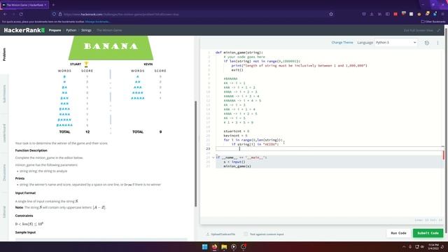HackerRank (Python): The Minion Game смотреть онлайн
