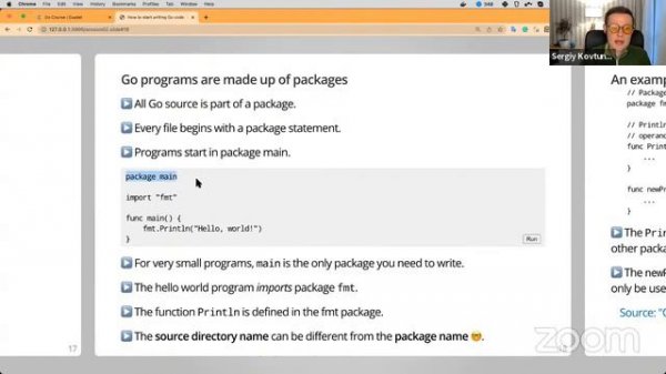 Golang Course - Session 2: How to start writing Go code, structure, modules introduction