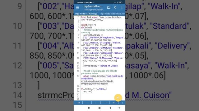 MACHINE PROBLEM 2.3 – RESTAURANT: MULTI-DIMENSIONAL ARRAY Python смотреть онлайн