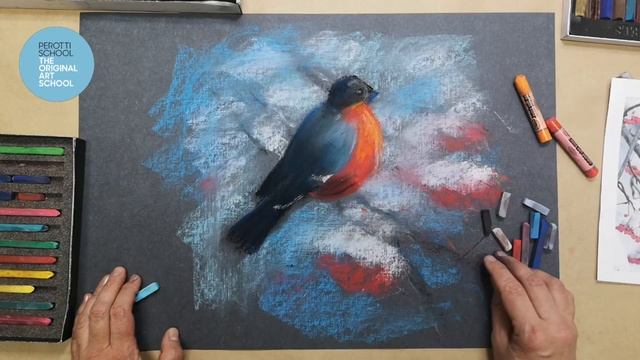 Рисуем снегиря на зимней ветке рябины// Мастер-класс по сухой пастели смотреть онлайн