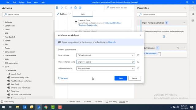 Power Automate Desktop: How to Add New Worksheet ( Excel Automation ) Chapter 4 смотреть онлайн