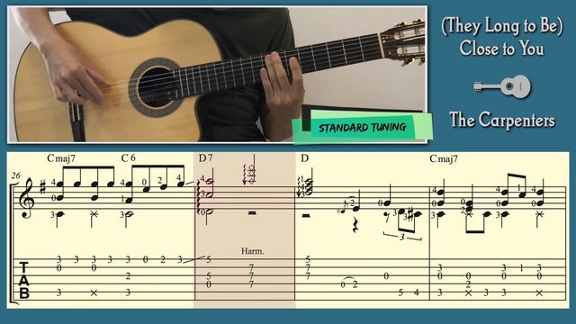 (They Long To Be) Close To You / The Carpenters (Guitar) [Notation + TAB]