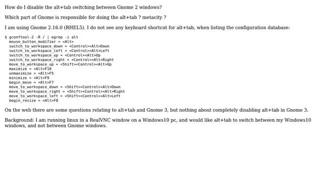 Unix & Linux: Disable alt tab window switching in Gnome 2 смотреть онлайн