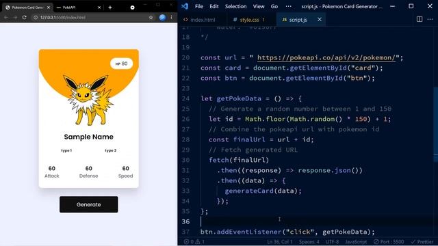 Pokemon Card Generator Javascript | Step By Step Javascript Project смотреть онлайн