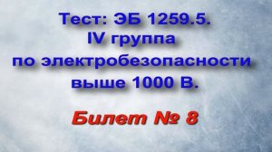 БИЛЕТЫ по Электробезопасности IV группа выше 1000 В. Билет 8