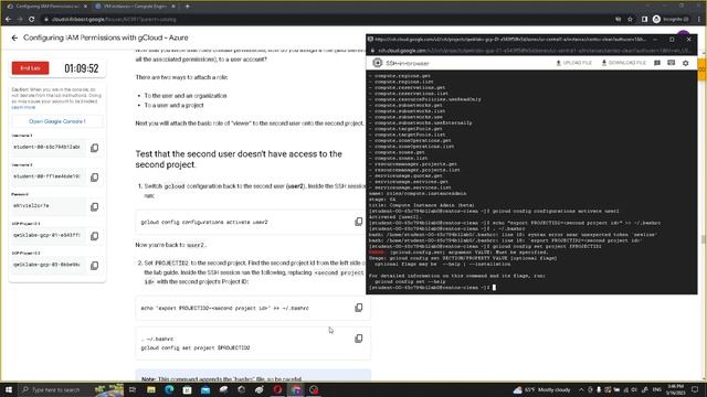 GCP Configuring IAM Permissions with gCloud GSP1126 смотреть онлайн