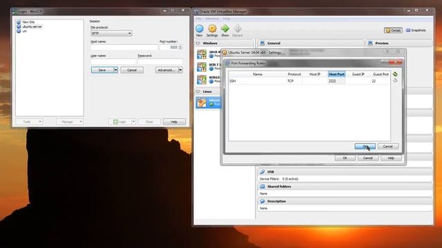 VirtualBox NAT - connect with WinSCP смотреть онлайн
