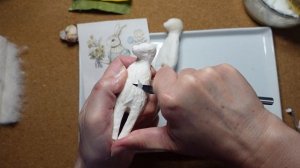 МК ватная ёлочная игрушка "Зайка-весна Часть 2. DIY cotton spun  miniature " Bunny-Spring" Part 2.