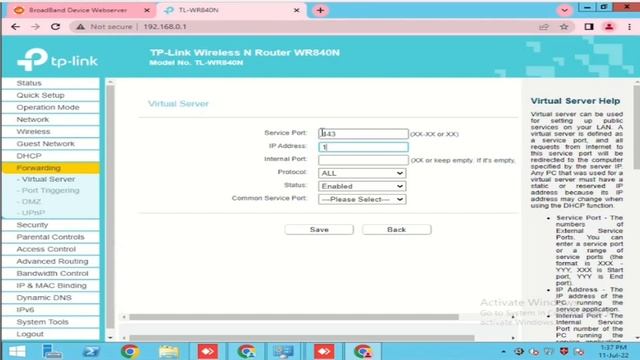 Tplink Port Forwarding | TP-link Wireless N Router WR840N Port Forwarding