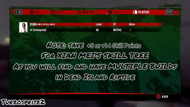 Dead Island Definitive Edition Xian Mei's Skill Tree Build (Max Level 60 & 70)