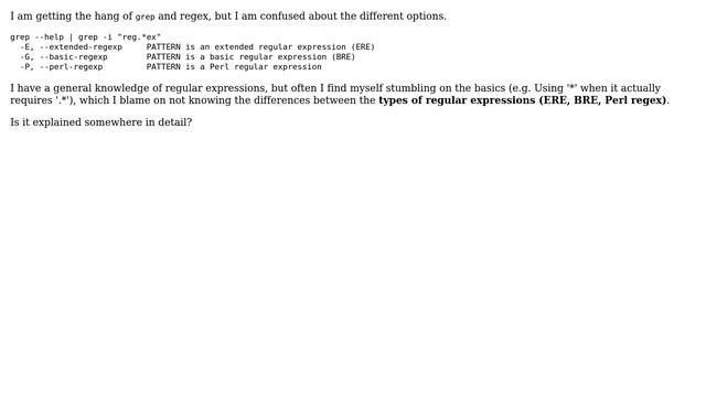 Unix & Linux: Grep options for Regular Expressions. (ERE, BRE, Perl regex) differences смотреть онлайн