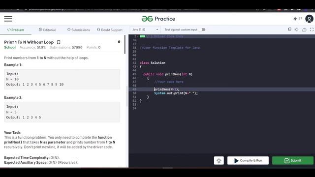 Print 1 To N Without Loop | Recursion | Java смотреть онлайн