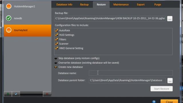 Holdem Manager 2 - Database Management / Restore смотреть онлайн