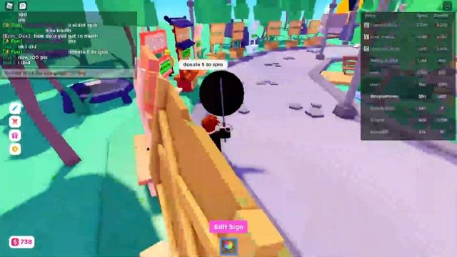 ROBLOX PLS DONATE SPINNING WHEEL DONATIONS.