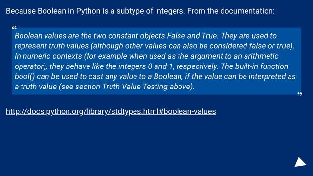 Why does 1 == True but 2 != True in Python? смотреть онлайн