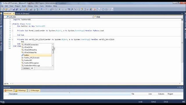 Visual Basic 2008/2010: How To Create a Twitter Application using Twitter API (Part 1) смотреть онлайн