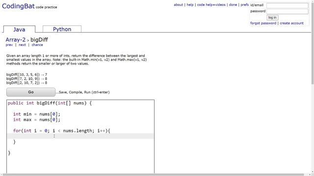 bigDiff - Coding Bat Array-2 Java Solution and Tutorial смотреть онлайн