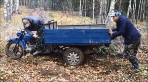 Трицикл, иж юпитер и урал, в лесу по грязи