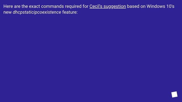 Add a static IP alias to a DHCP interface on Windows 8 (and above) смотреть онлайн