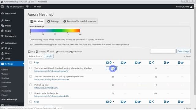 Installed in 15 seconds, free WordPress plugin Aurora Heatmap 90 second demo смотреть онлайн